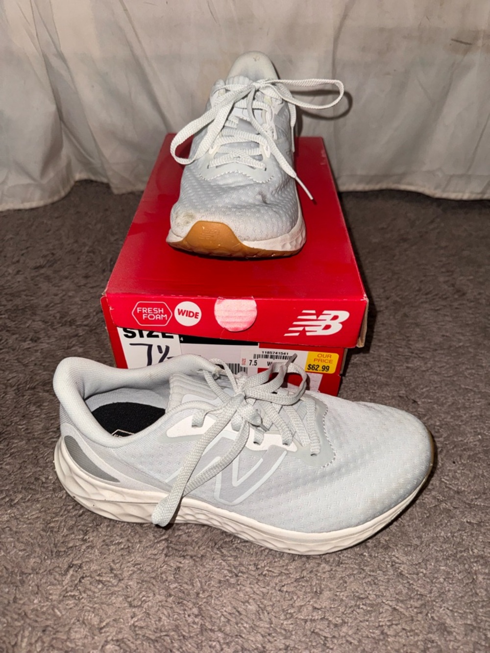 New Balance Light Gray and White Athletic Sneakers